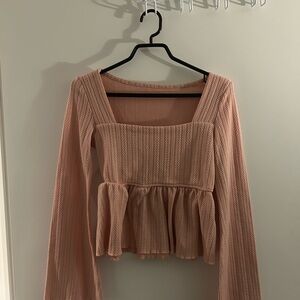 Elegant Pink Long Sleeve Women's Top